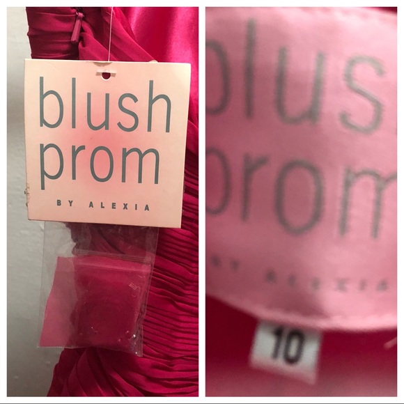 Blush Prom formal wear magenta strapless 10 - Picture 2 of 5